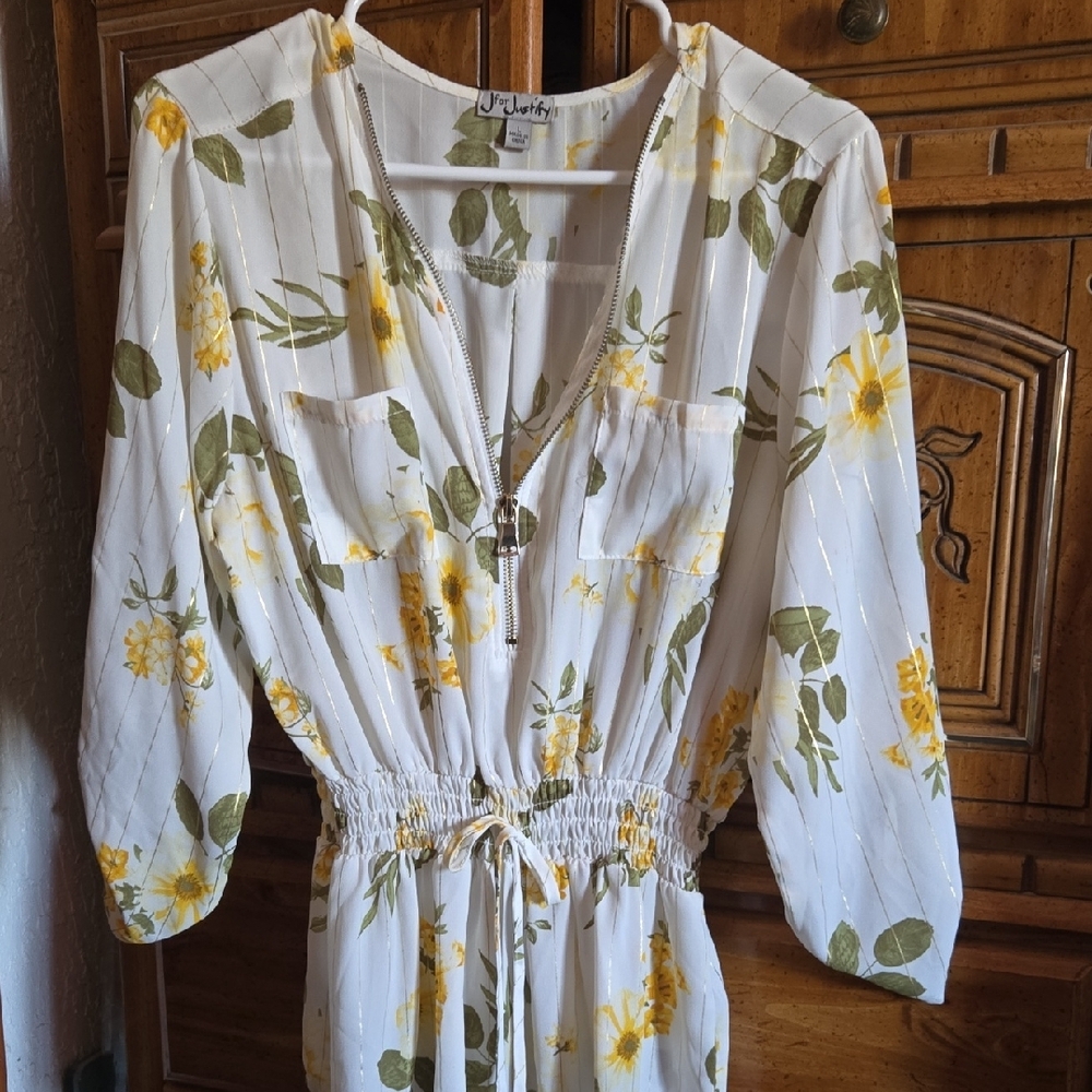 J for Justify Floral White and Yellow Dress